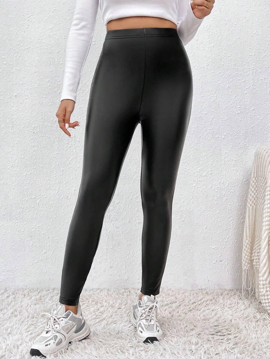 CZARNE LEGGINSY IMITACJA SKÓRY