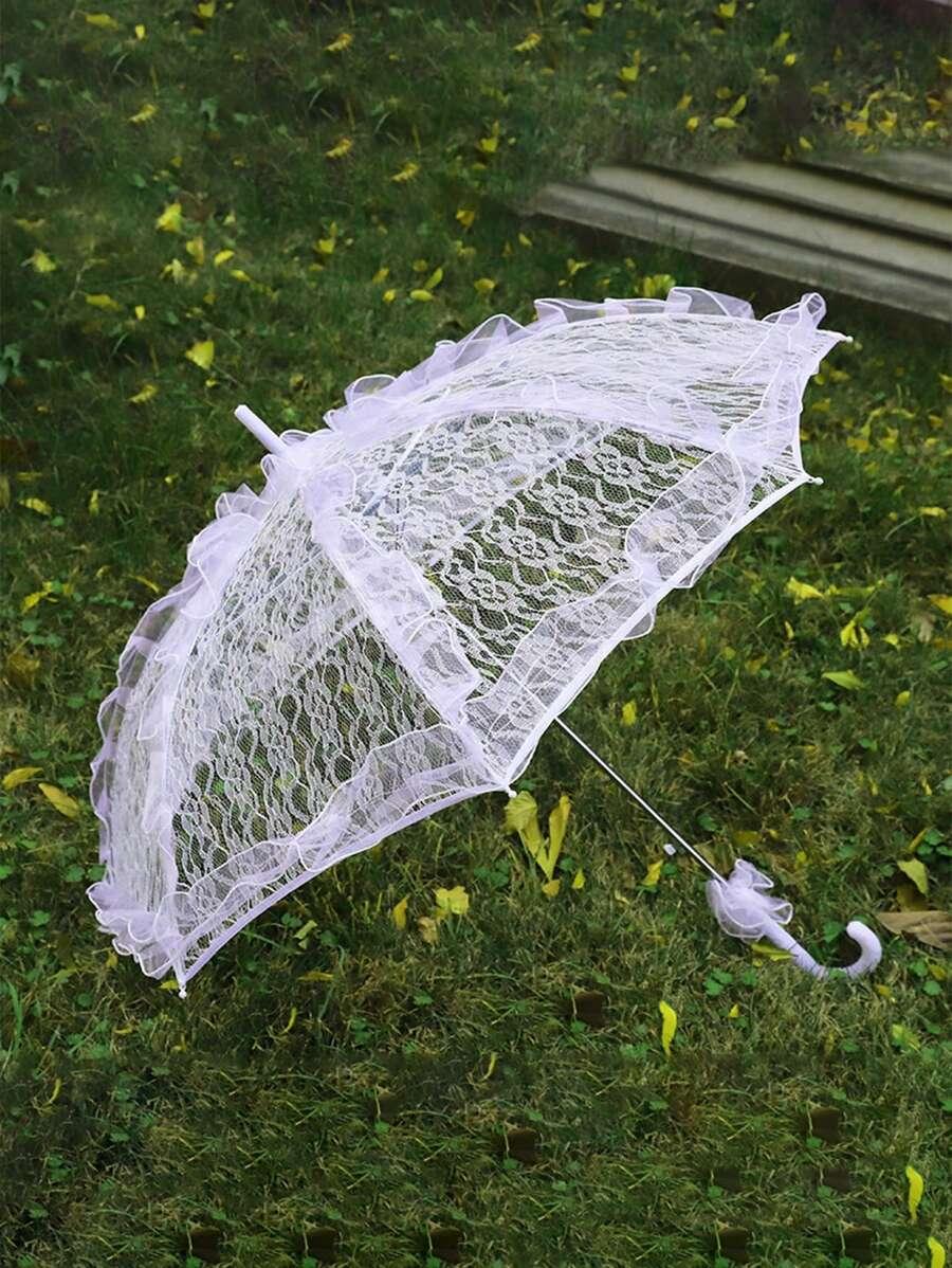 biała parasolka koronka