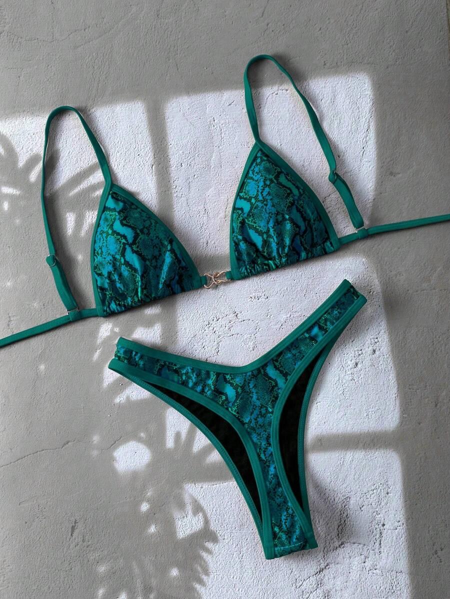 niebieska góra od bikini print 