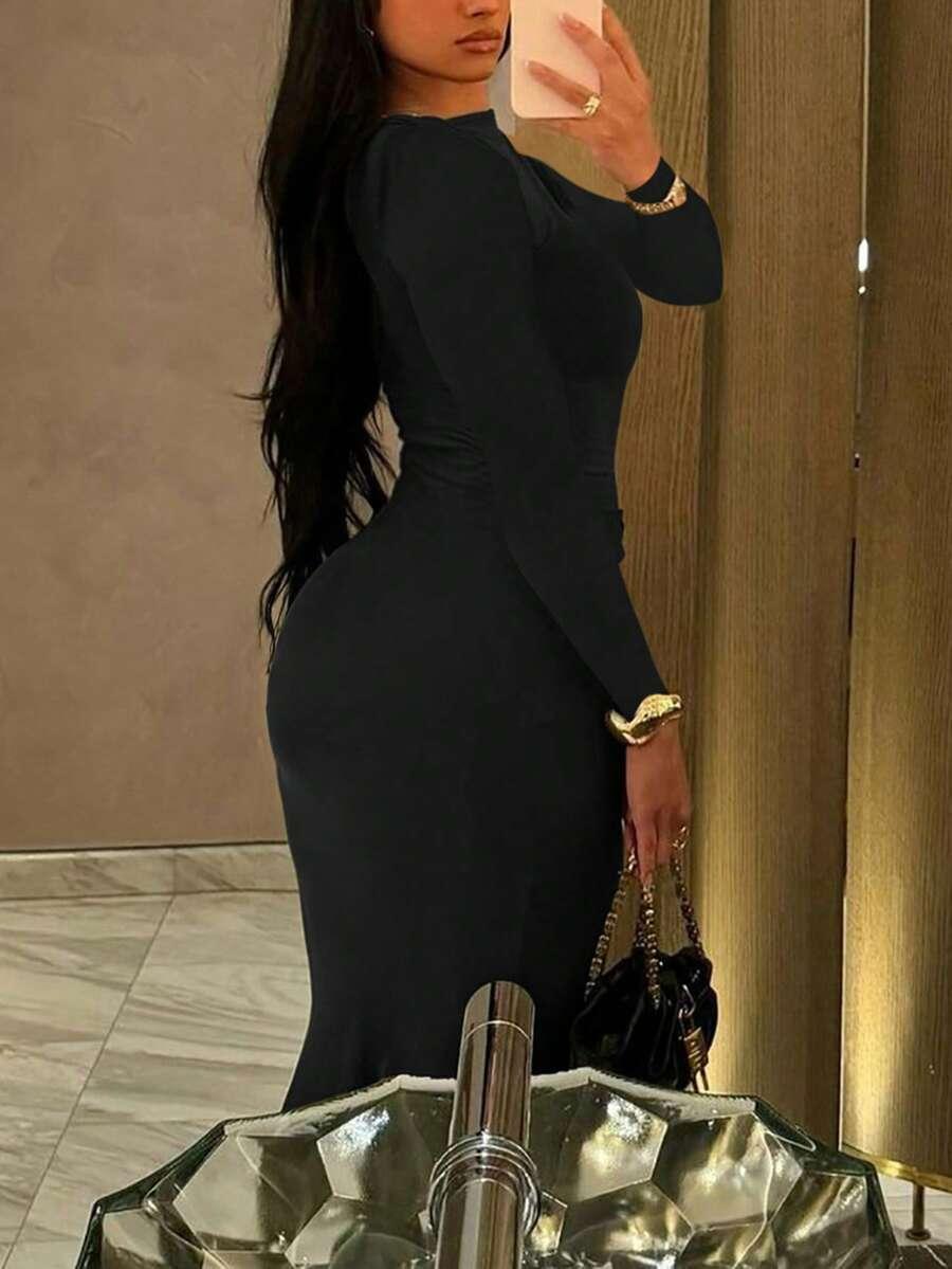 SUKIENKA MAXI BODYCON Z DŁUGIM RĘKAWEM