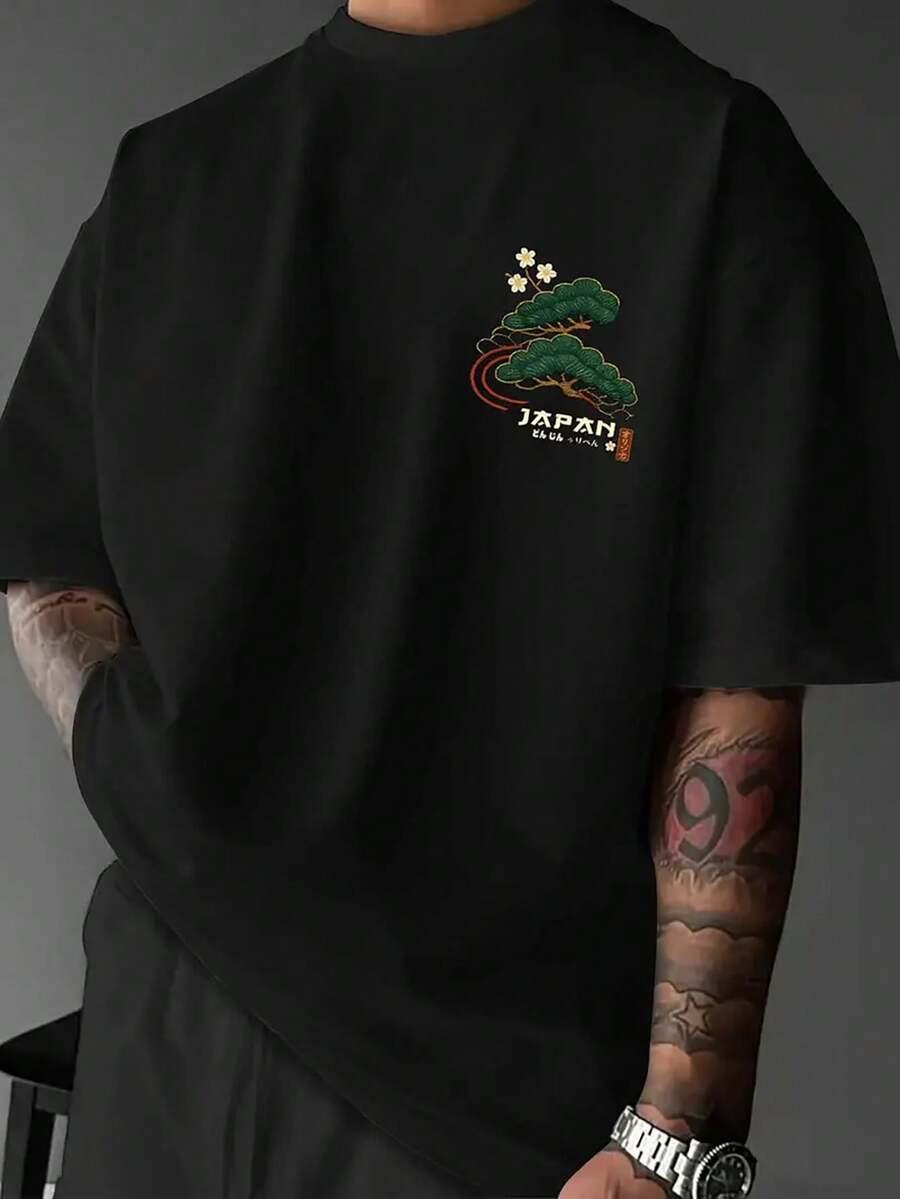 czarny t-shirt nadruk