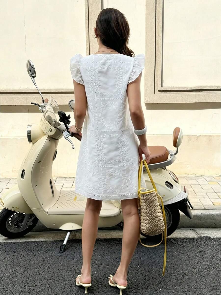 biała mini sukienka v-neck
