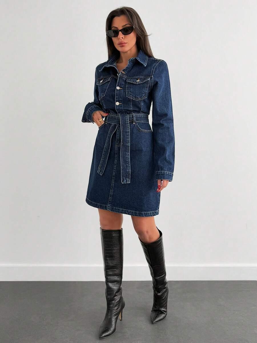 MINI SUKIENKA JEANS DŁUGI RĘKAW