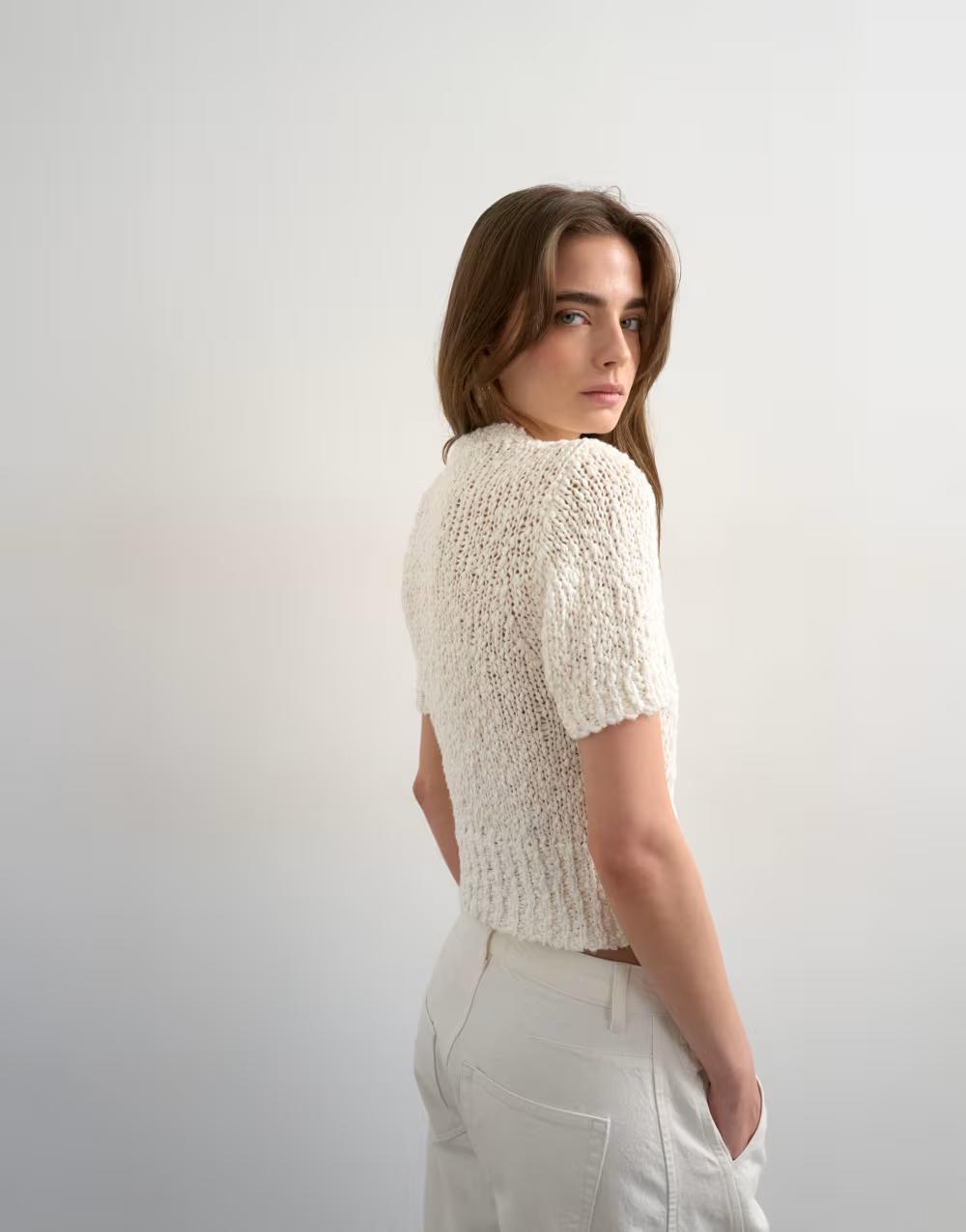 sweter z krótkim rękawem guziki