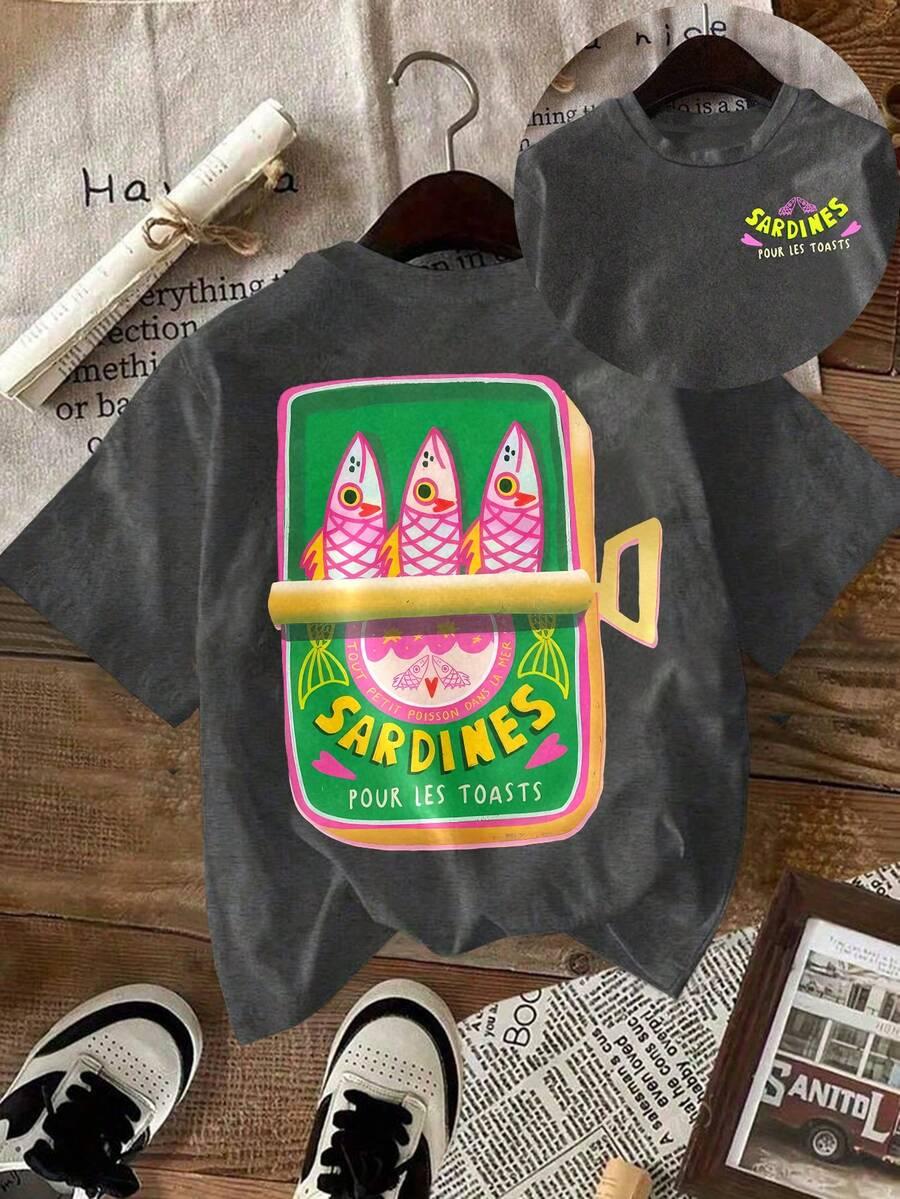 t-shirt okrągły dekolt nadruk