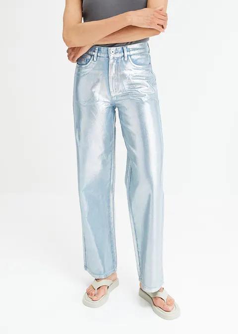 PROSTE SPODNIE JEANS połysk 