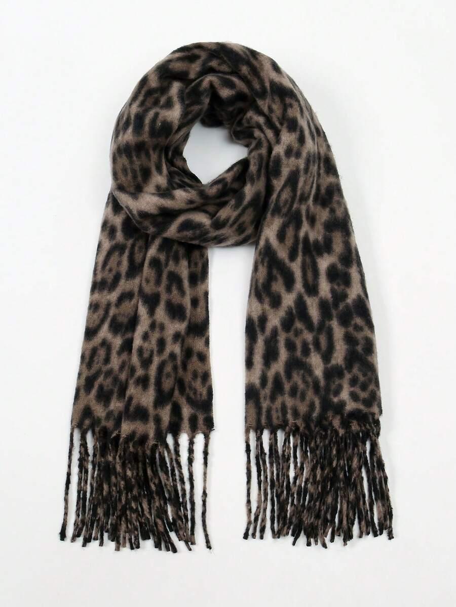 szalik frędzle animal print