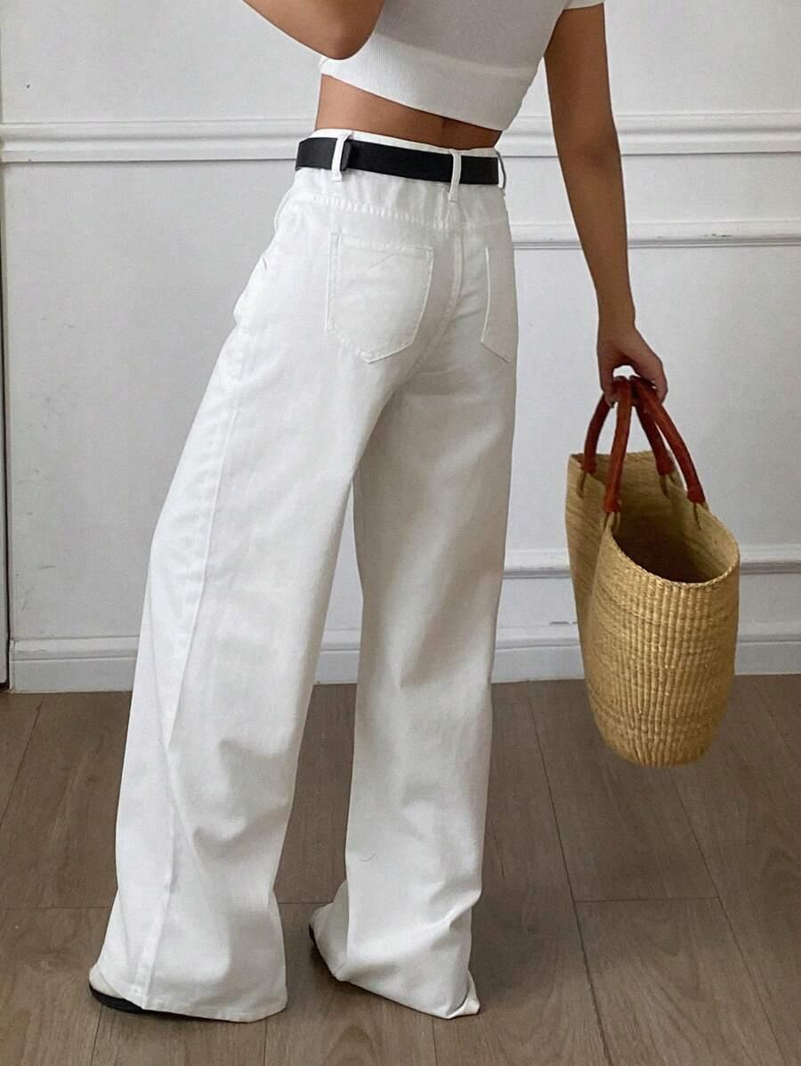 BIAŁE SPODNIE JEANS