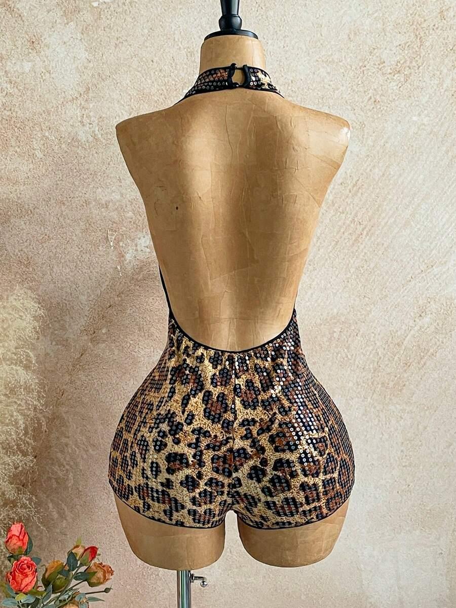 kombinezon cekiny animal print