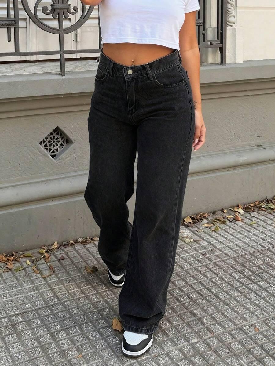 CZARNE SPODNIE JEANS