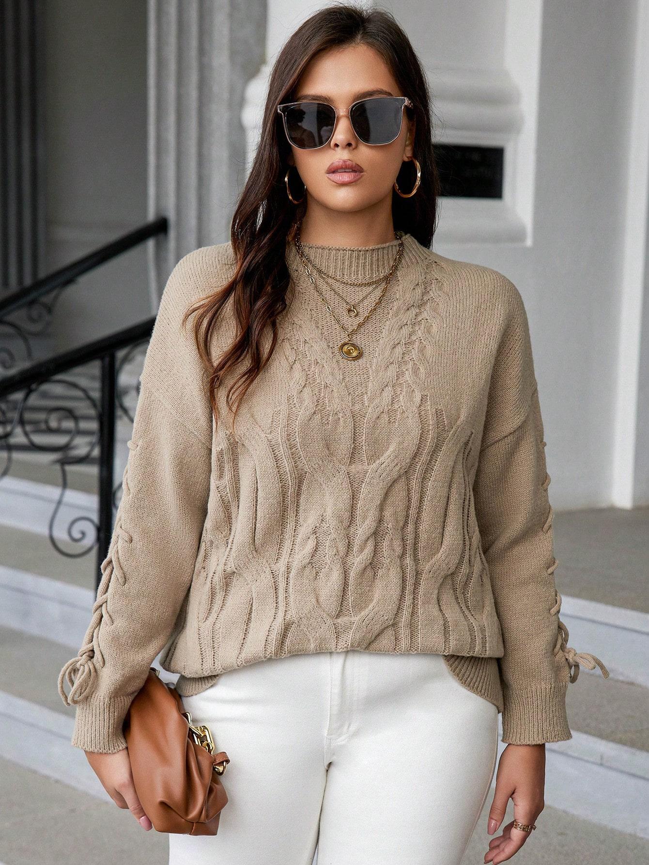 beżowy sweter casual