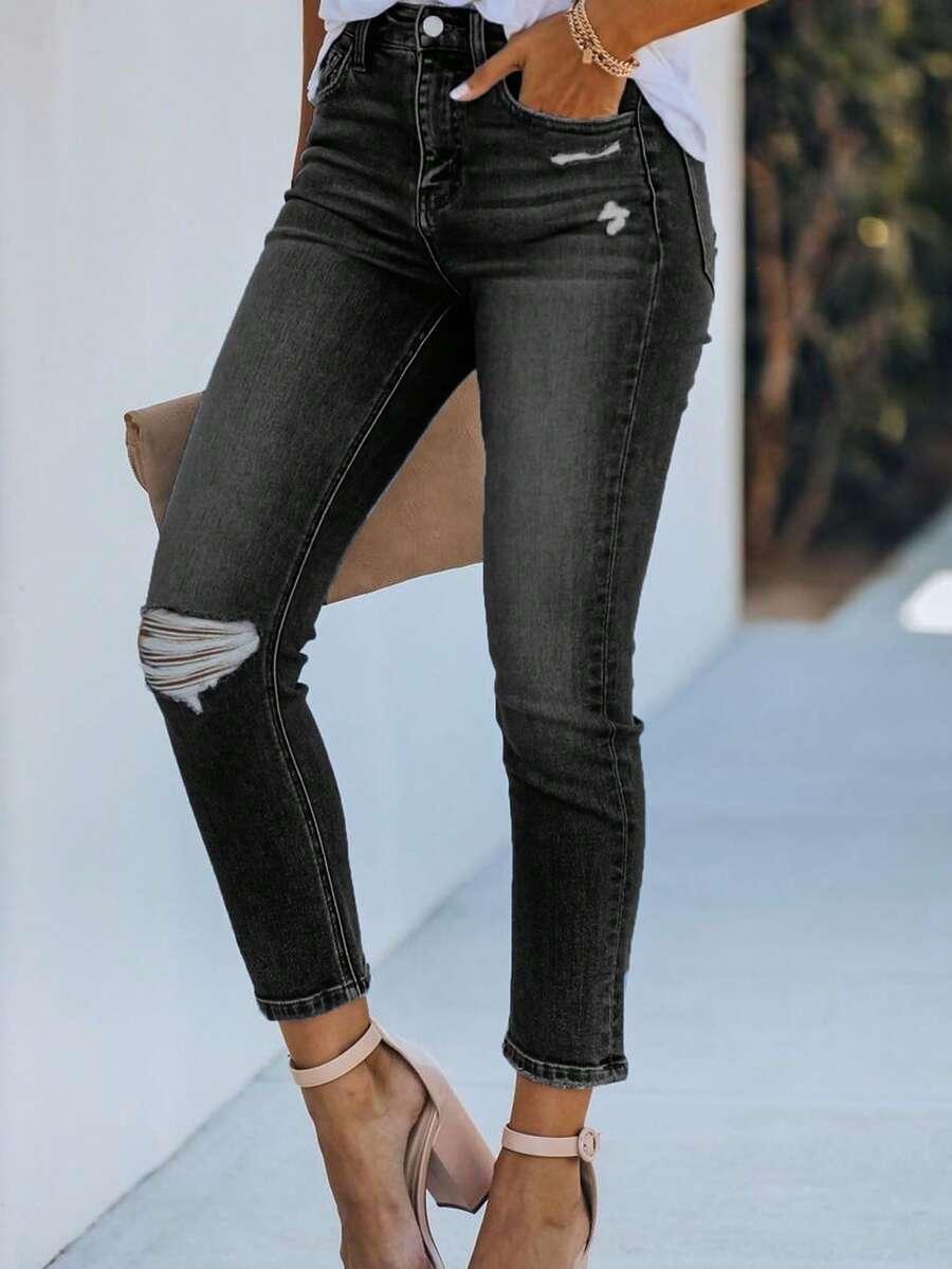CZARNE SPODNIE JEANS