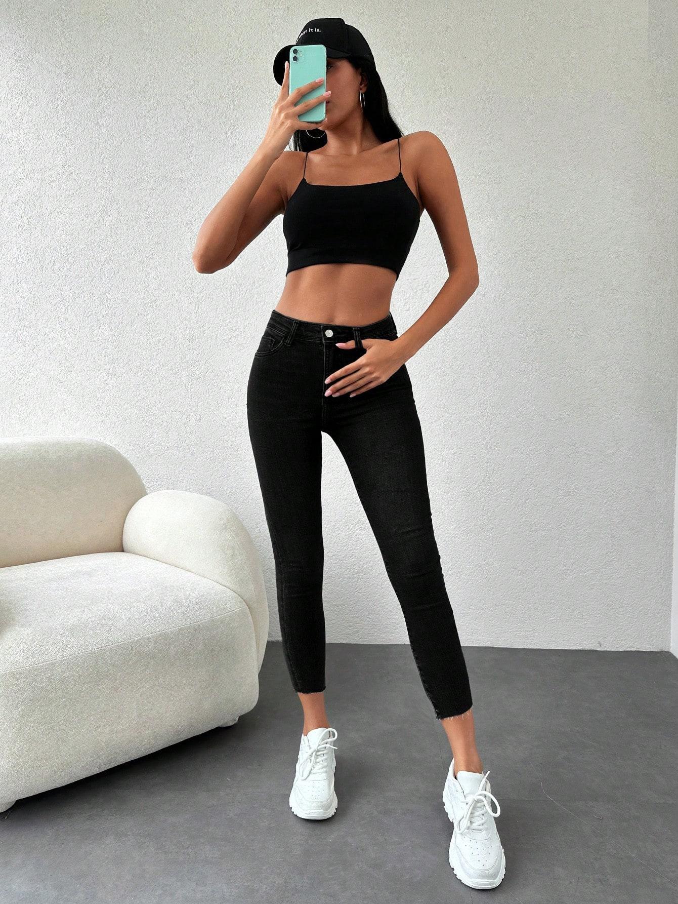 CZARNE SPODNIE JEANS RURKI