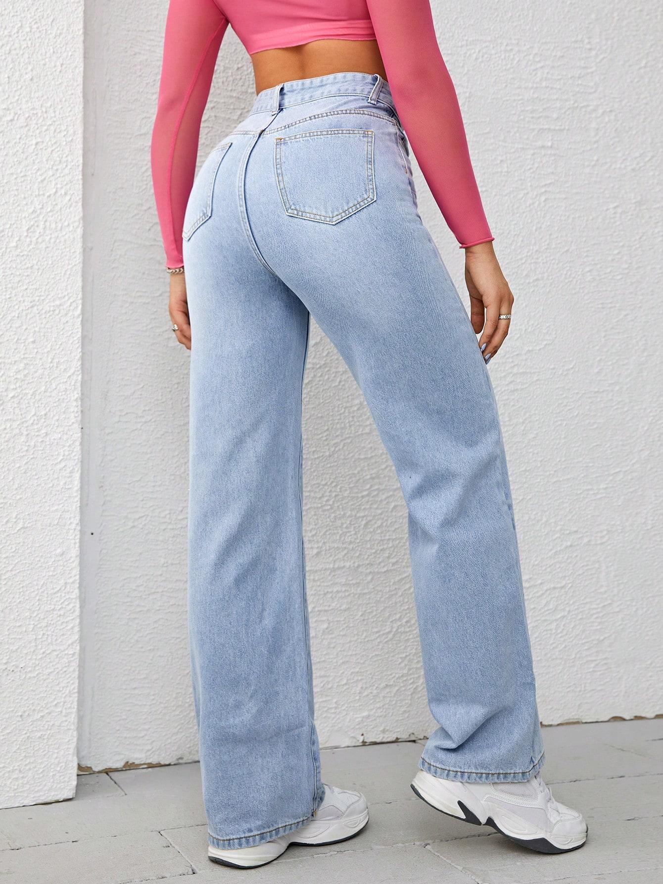 NIEBIESKIE PROSTE SPODNIE JEANS