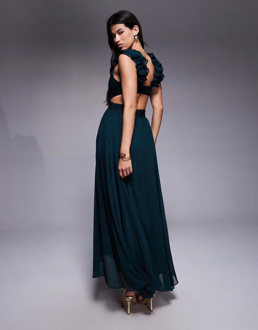 ZIELONA MAXI SUKIENKA V-NECK