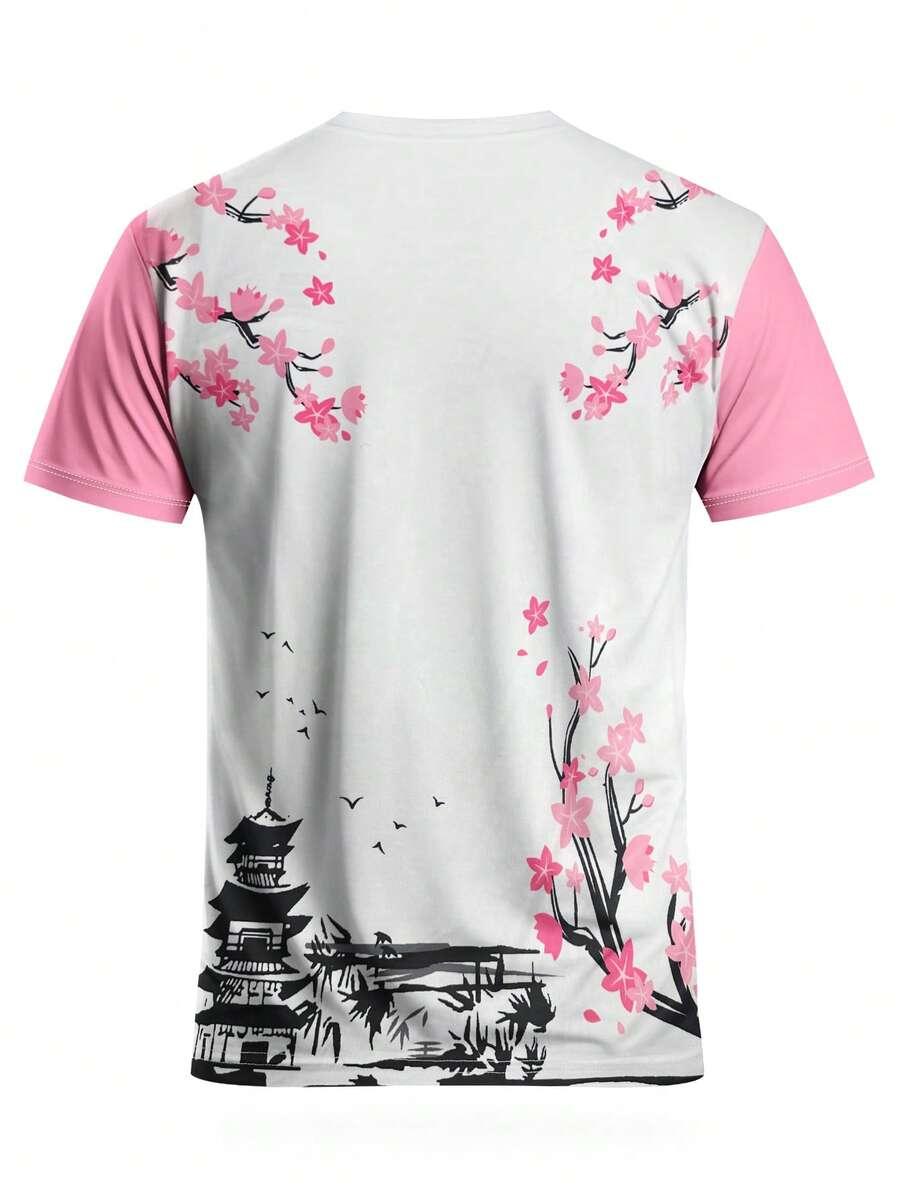 t-shirt okrągły dekolt nadruk