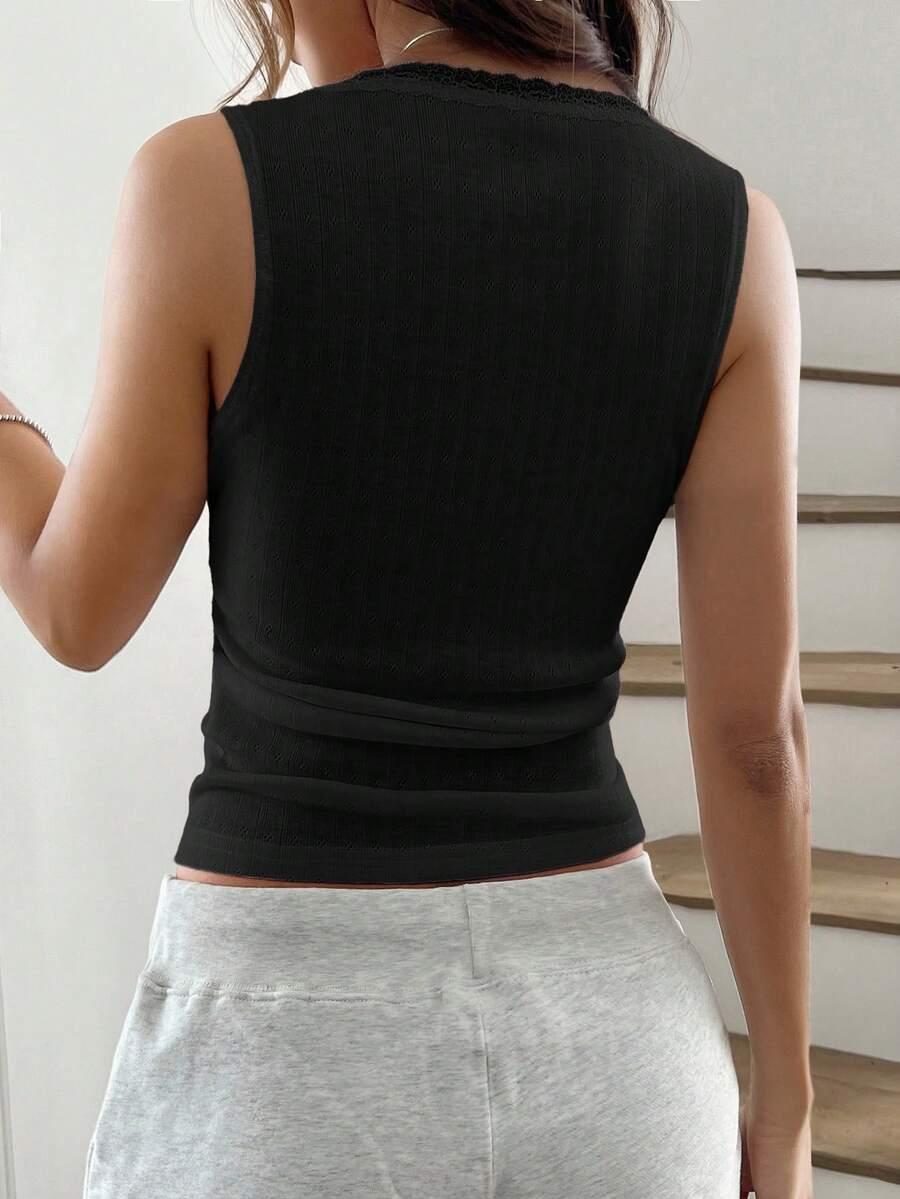CZARNY TOP KORONKA