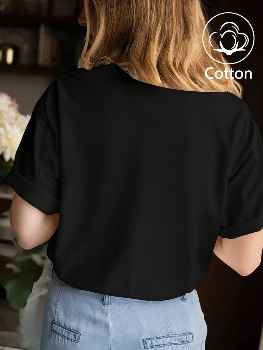 czarny t-shirt wzór napis