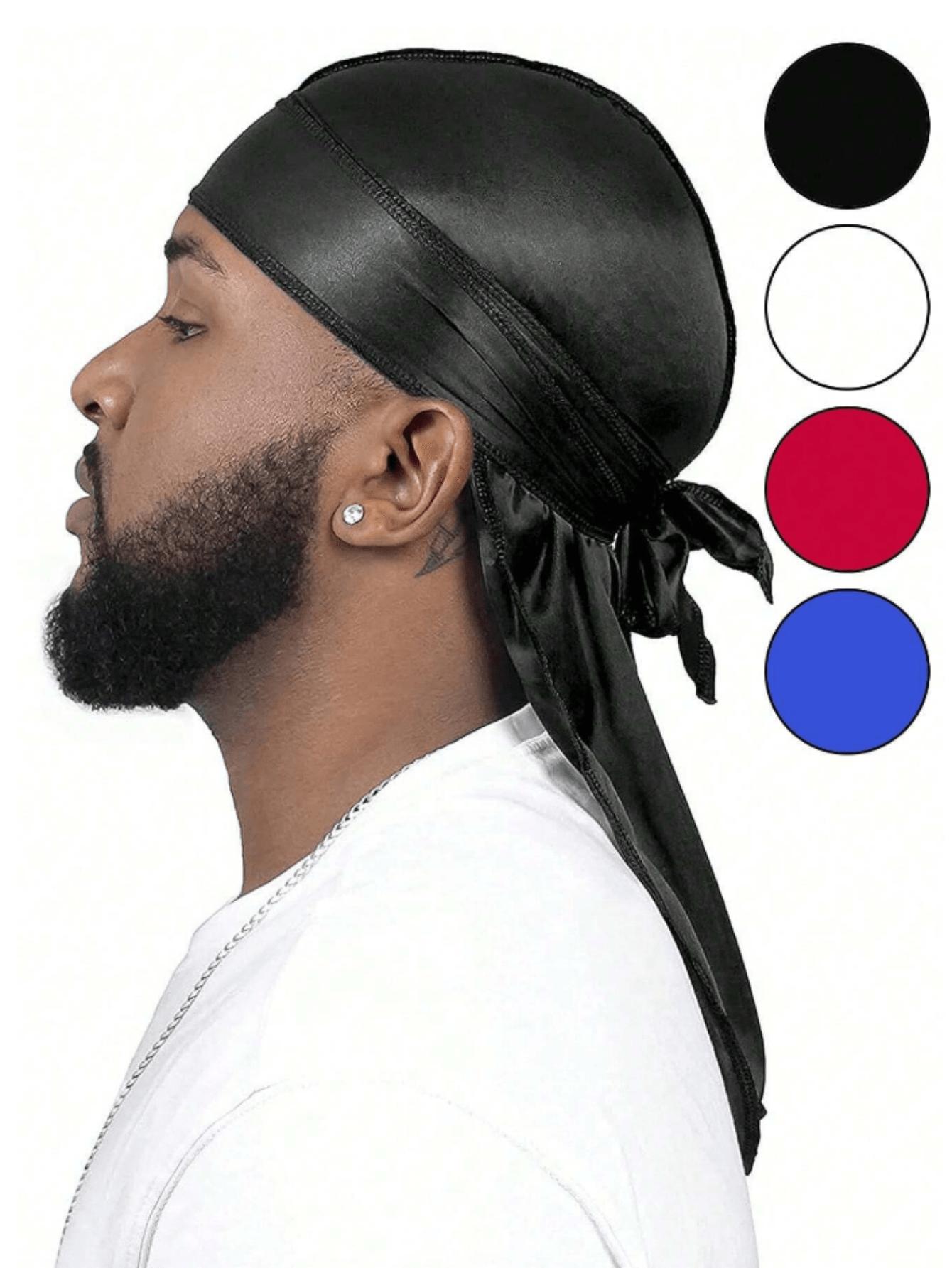 CZARNY SATYNOWY TURBAN