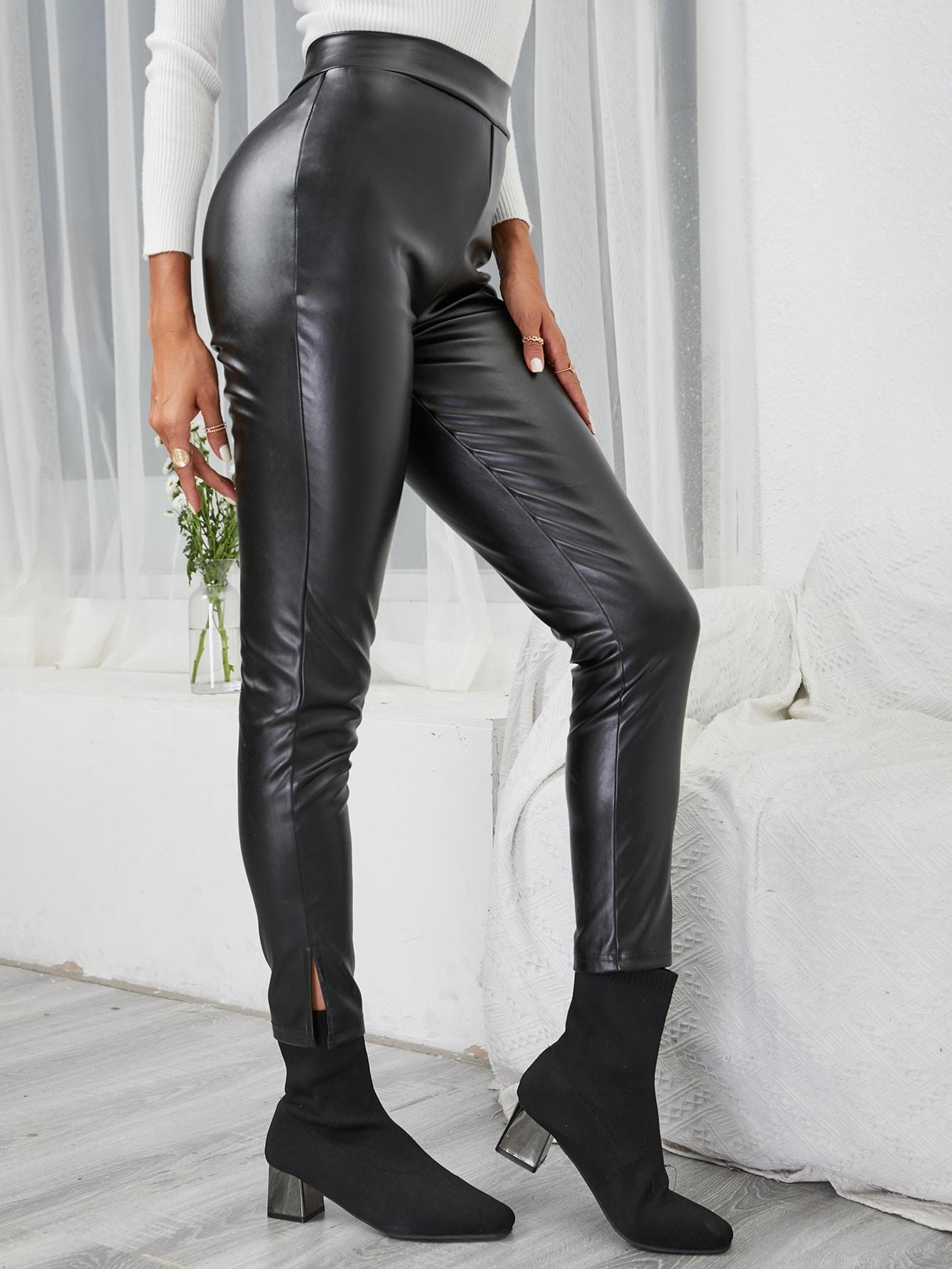 CZARNE LEGGINSY IMITACJA SKÓRY