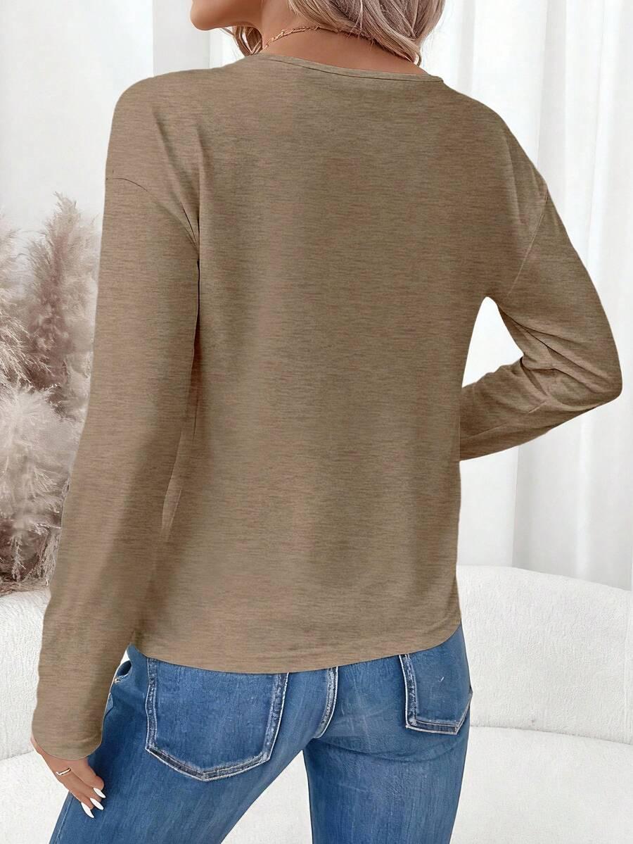 BEŻOWA BLUZKA V-NECK