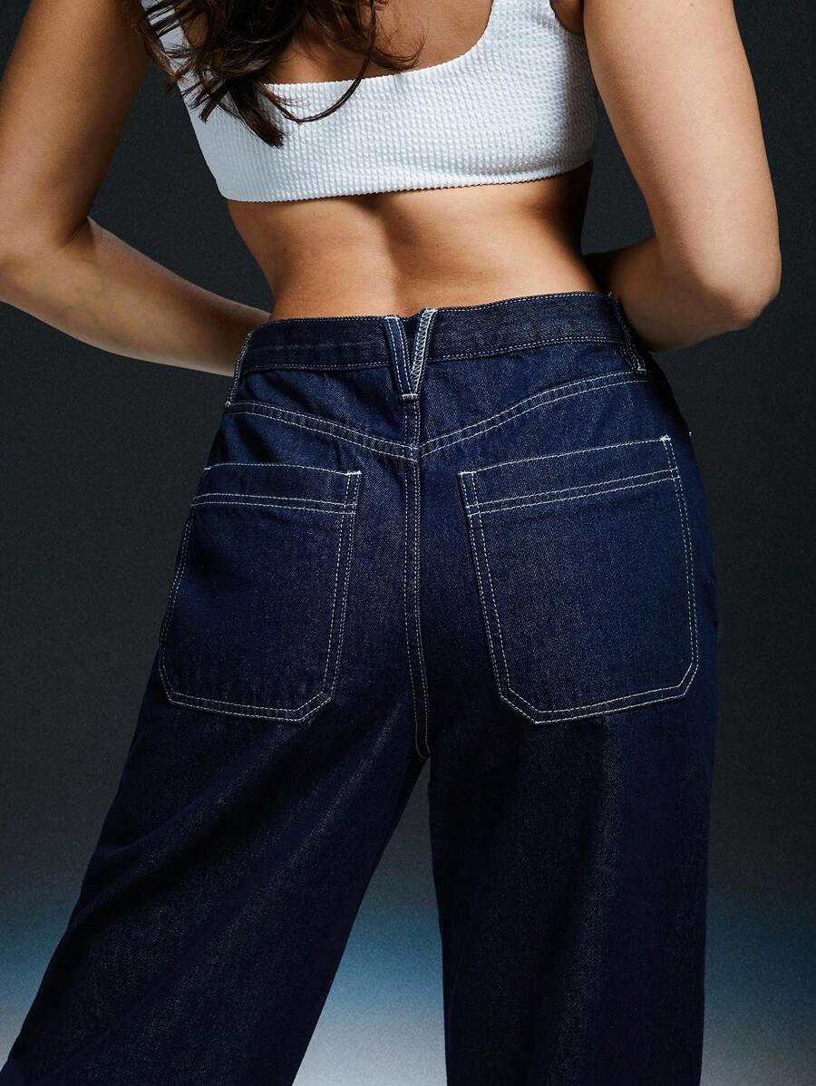 GRANATOWE SPODNIE JEANS