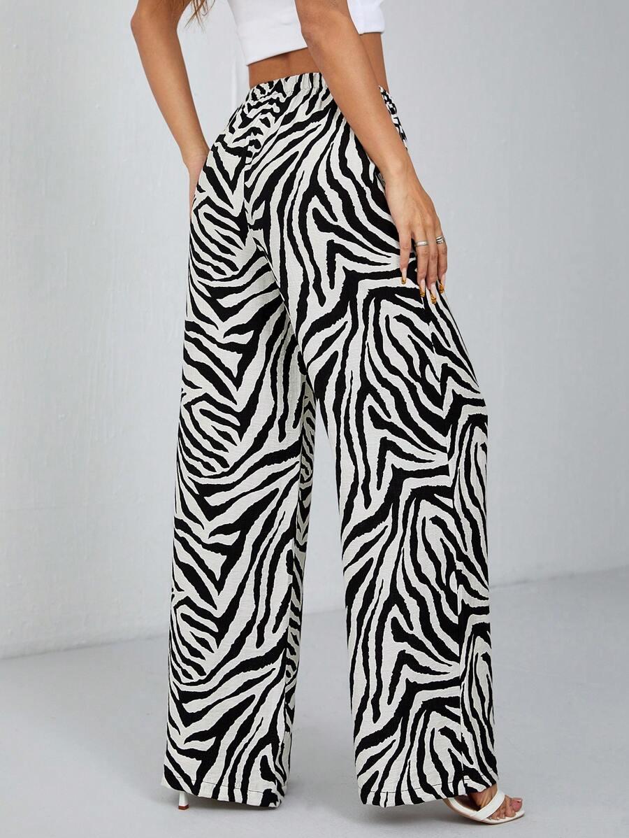 WIĄZANE SPODNIE ANIMAL PRINT
