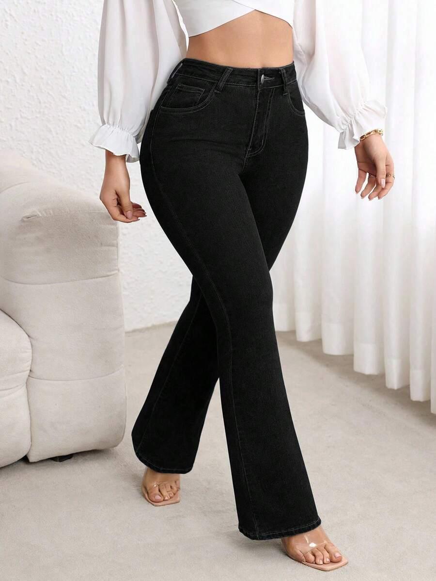 CZARNE SPODNIE JEANS DZWONY