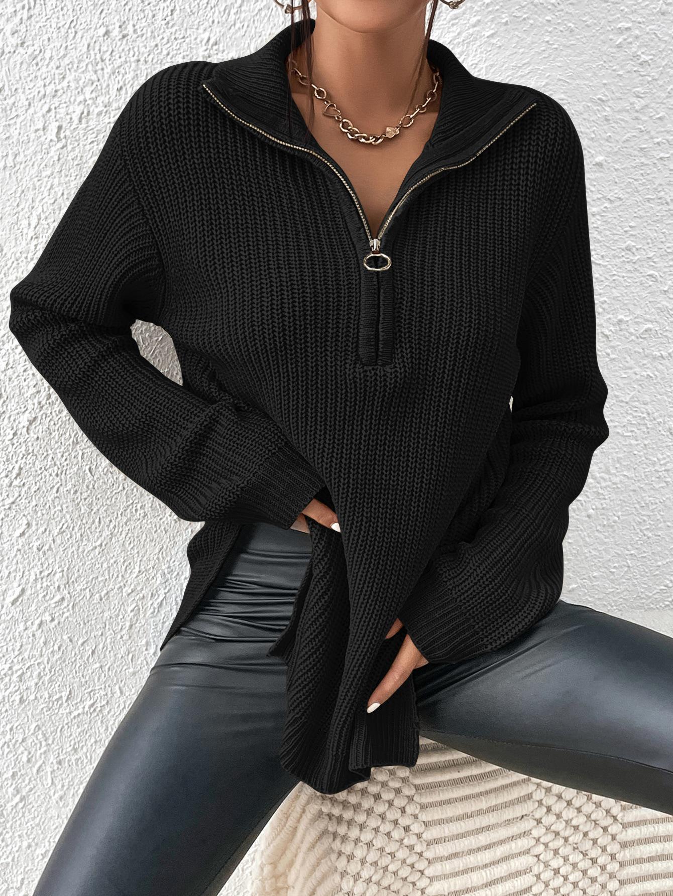 CZARNY SWETER ROZCIĘCIA ZIP