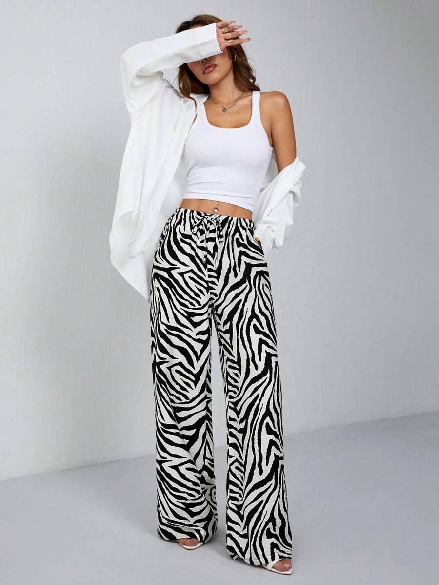 WIĄZANE SPODNIE ANIMAL PRINT