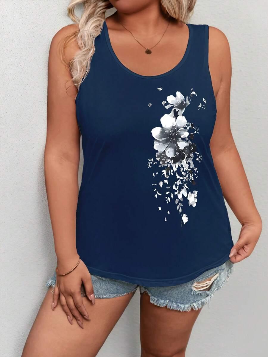 granatowy top print