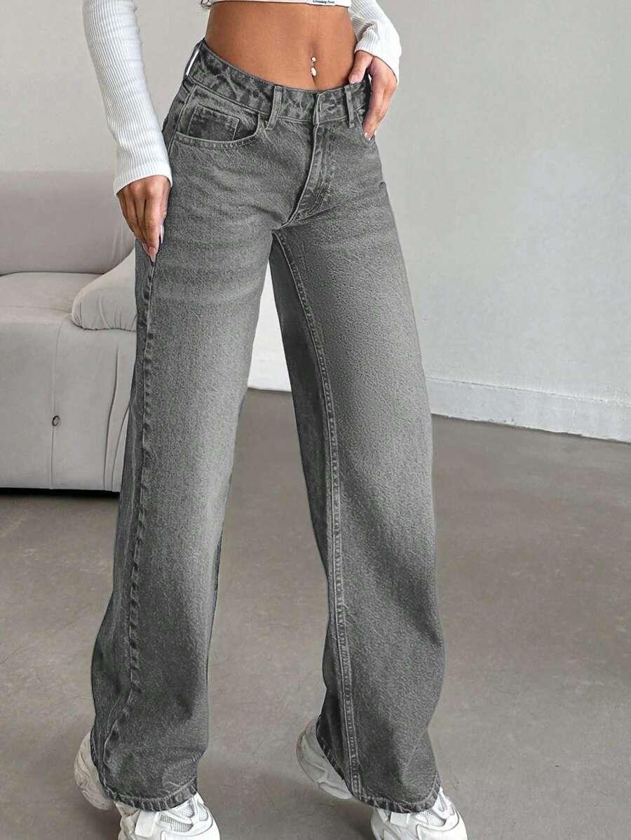 SZARE JEANSY ZAMEK 
