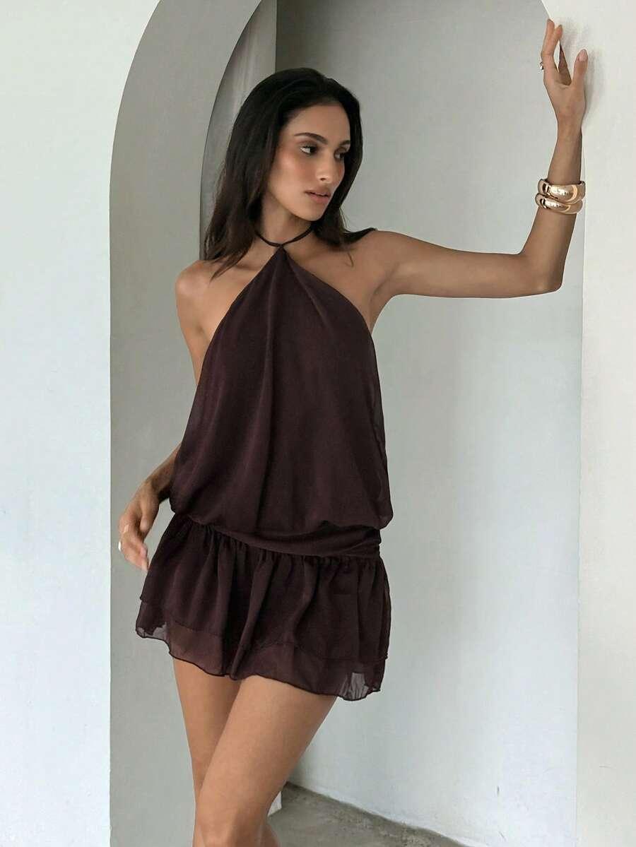 fioletowy kombinezon casual