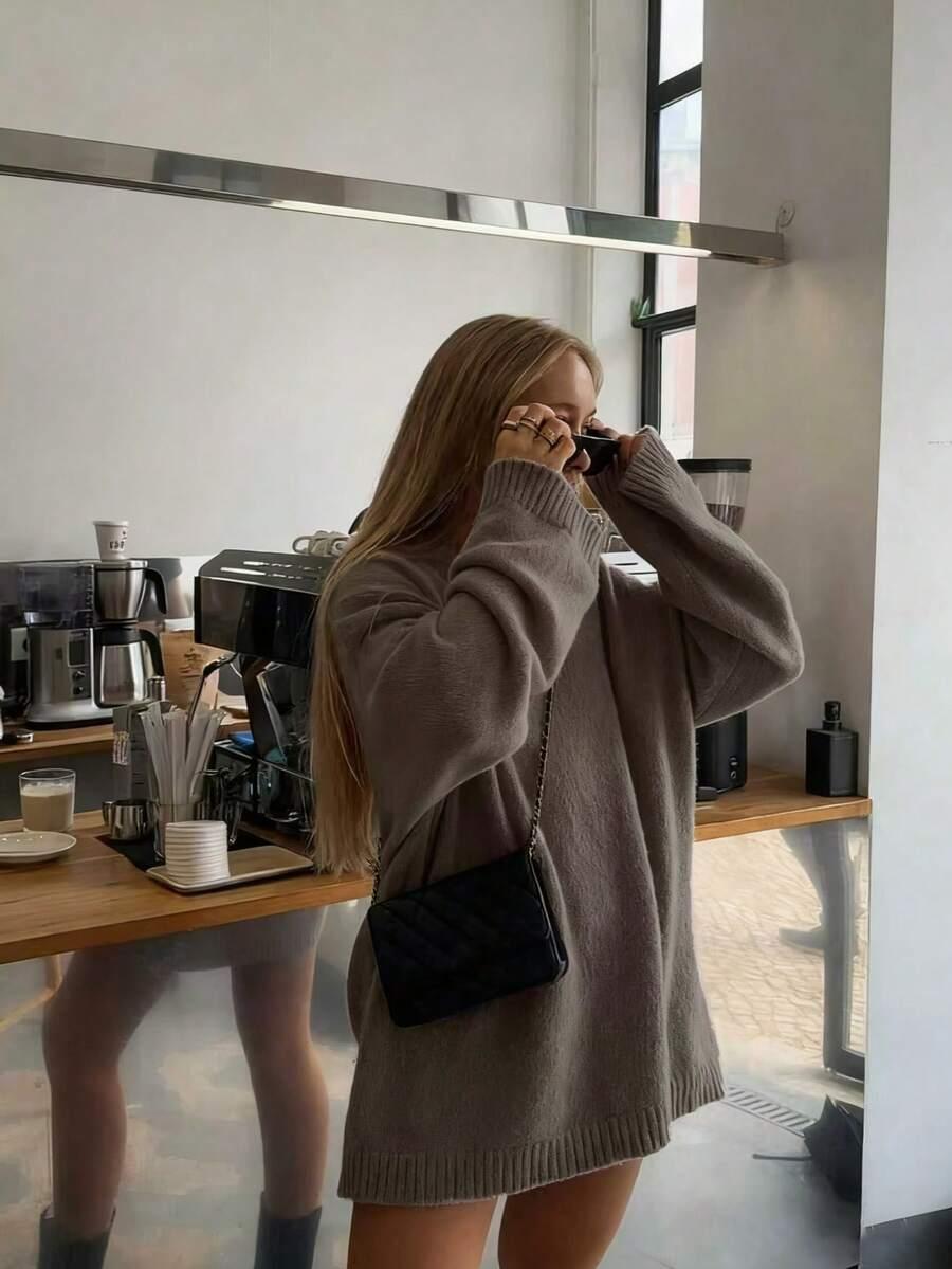 BRĄZOWY SWETER CASUAL