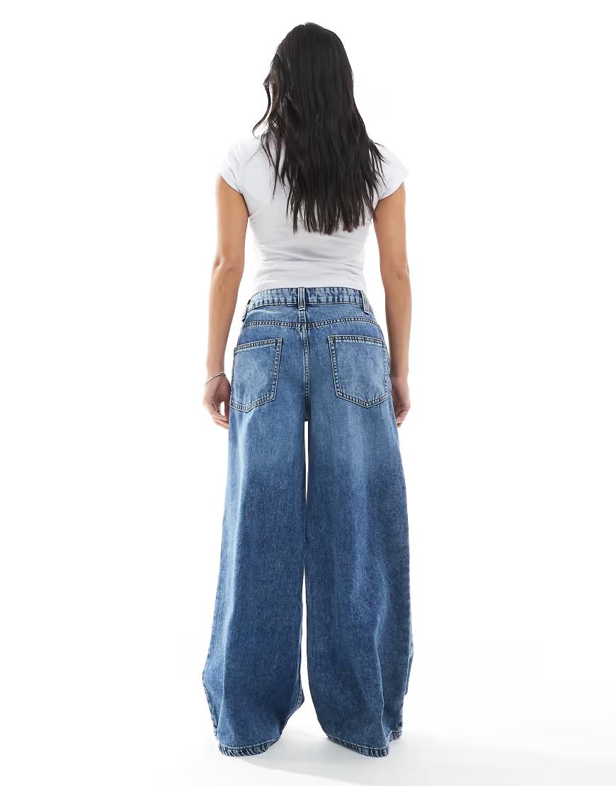 NIEBIESKIE SPODNIE JEANS SZEROKIE NOGAWKI 