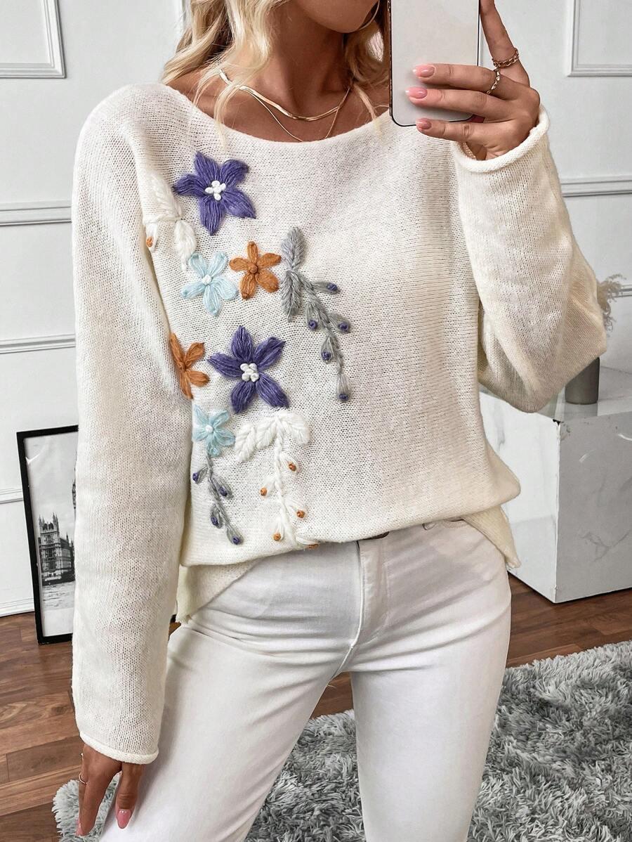 beżowy sweter casual