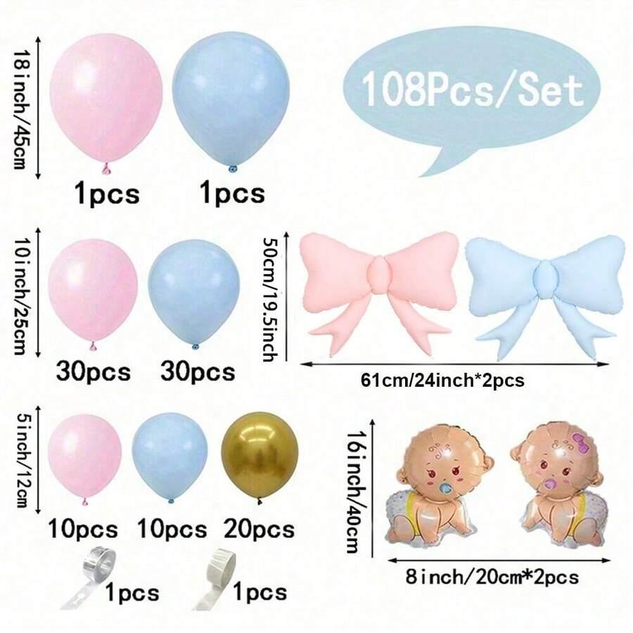 zestaw balonów na baby shower 108szt