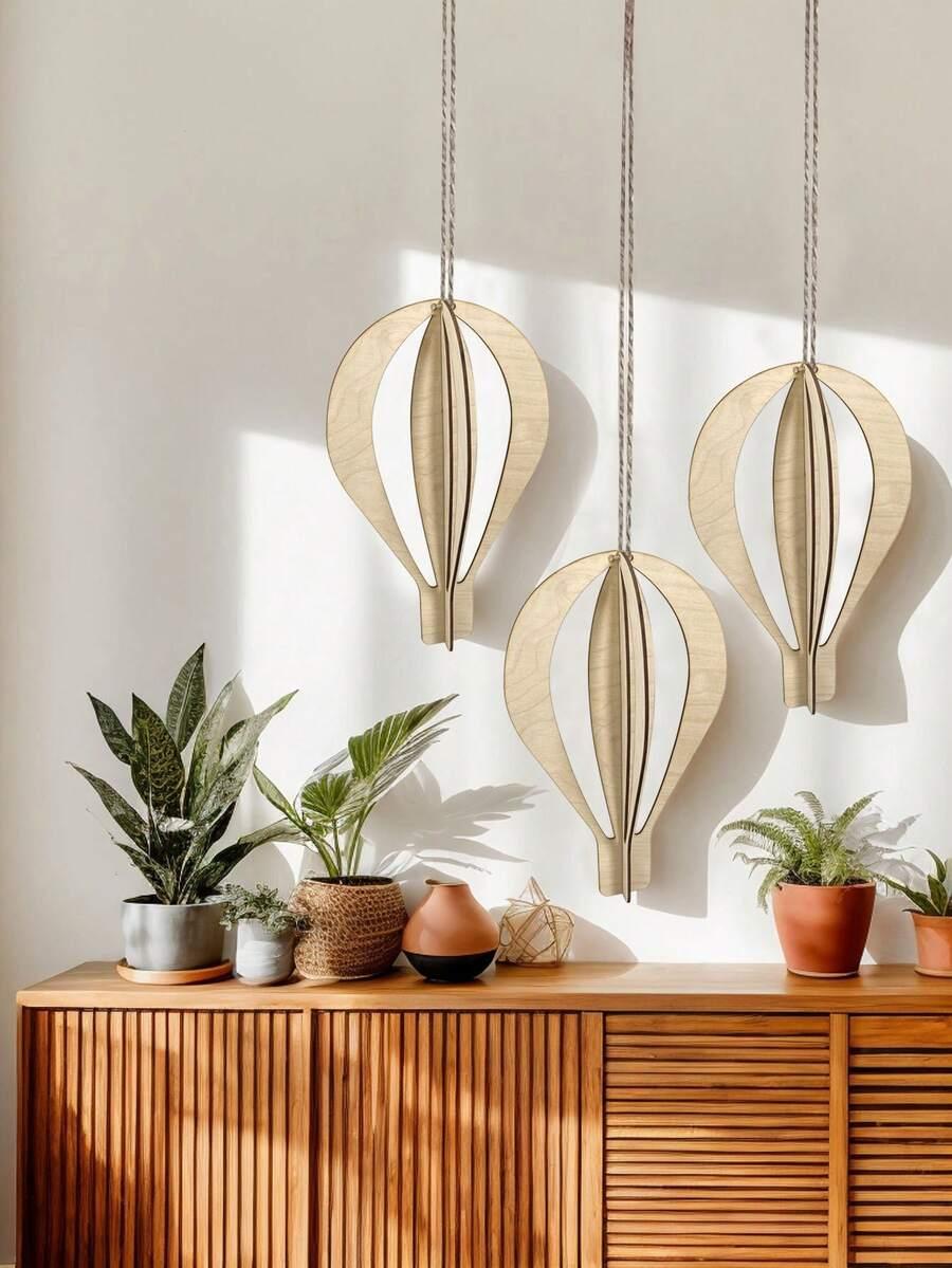 drewniane balony wiszące 3-pack