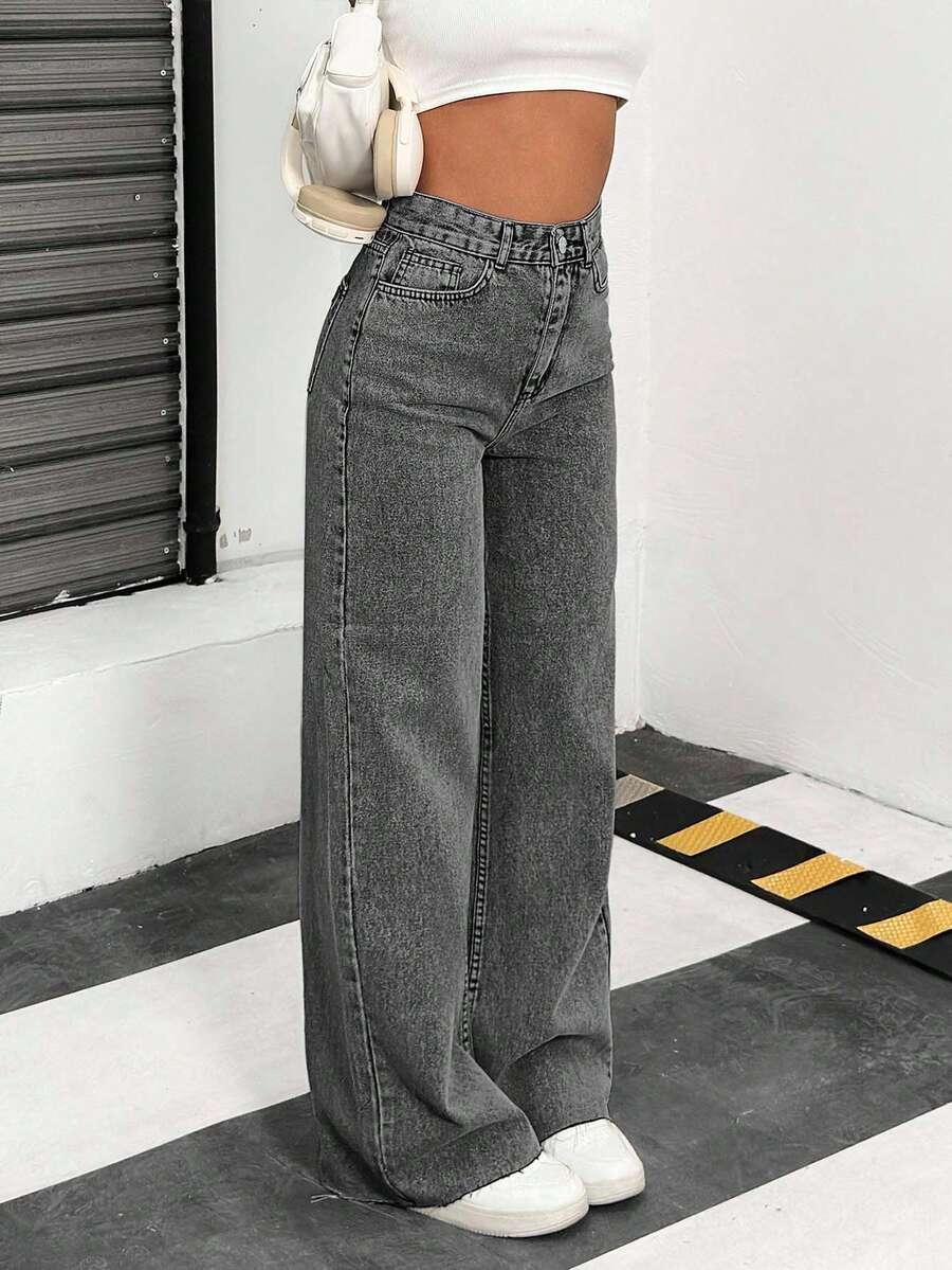 proste spodnie jeans wysoki stan