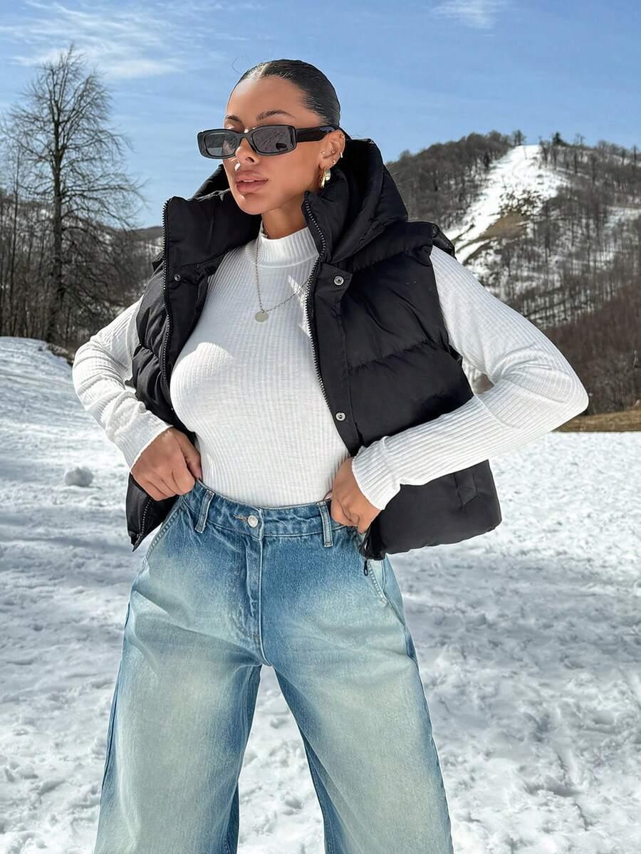czarna pikowana kamizelka