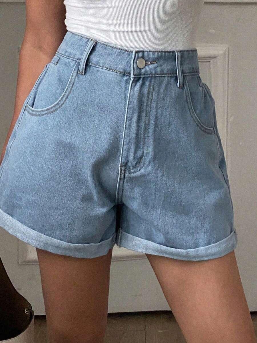 spodenki jeans wysoki stan