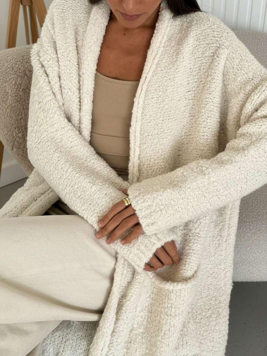 BEŻOWY SWETER KARDIGAN 