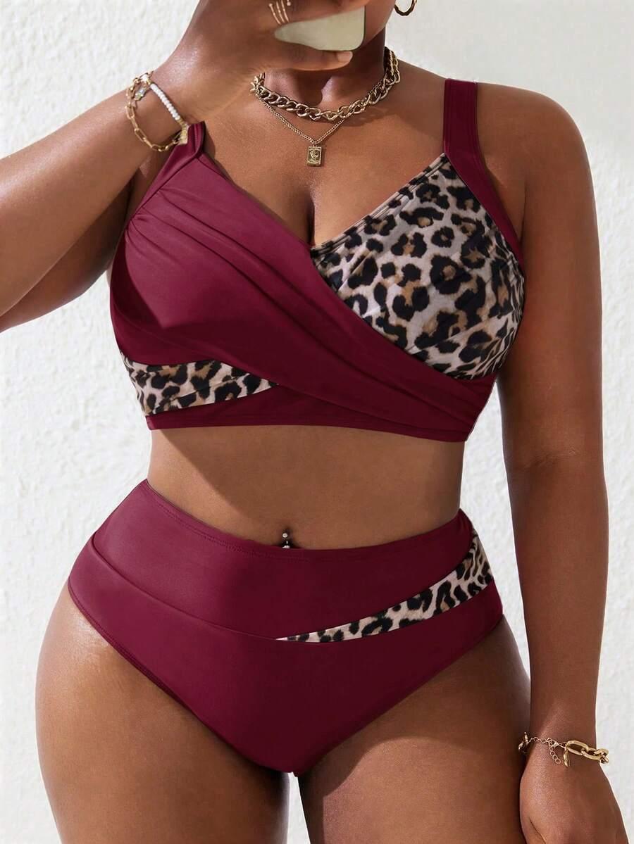 dwuczęściowy strój kąpielowy animal print