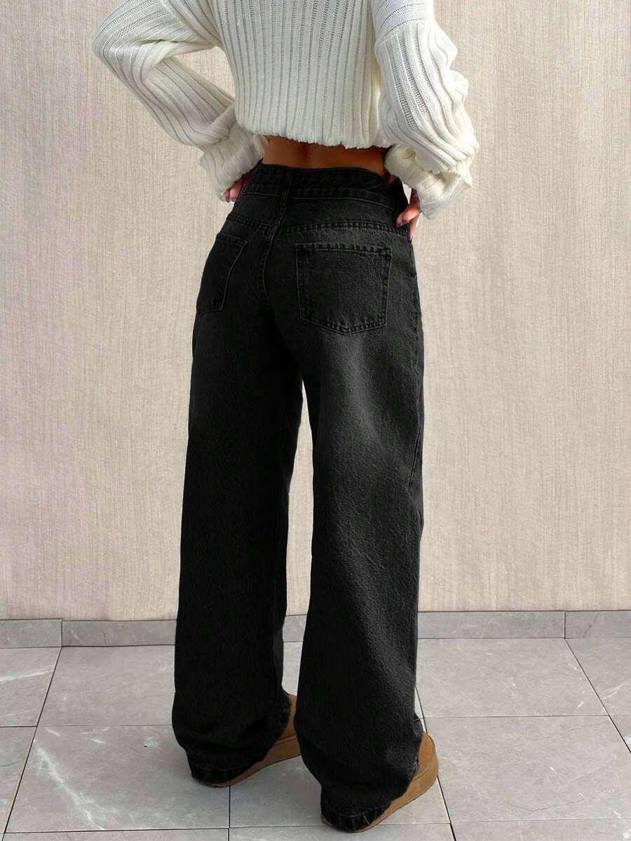 CZARNE SPODNIE JEANS