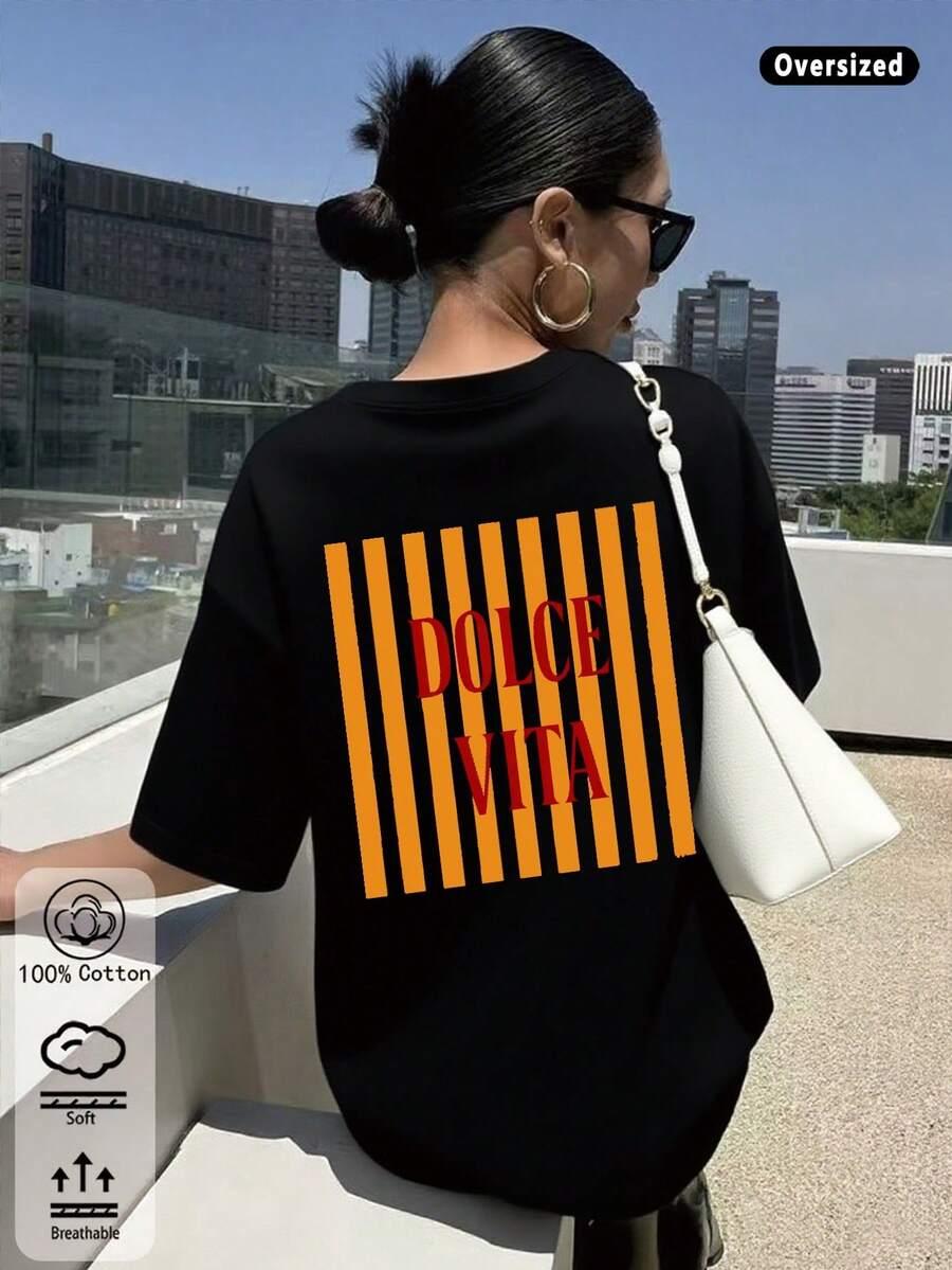 czarny t-shirt napis