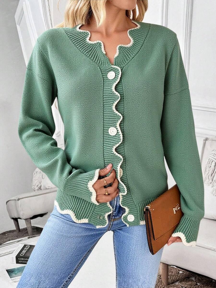 SWETER ROZPINANY kontrast 