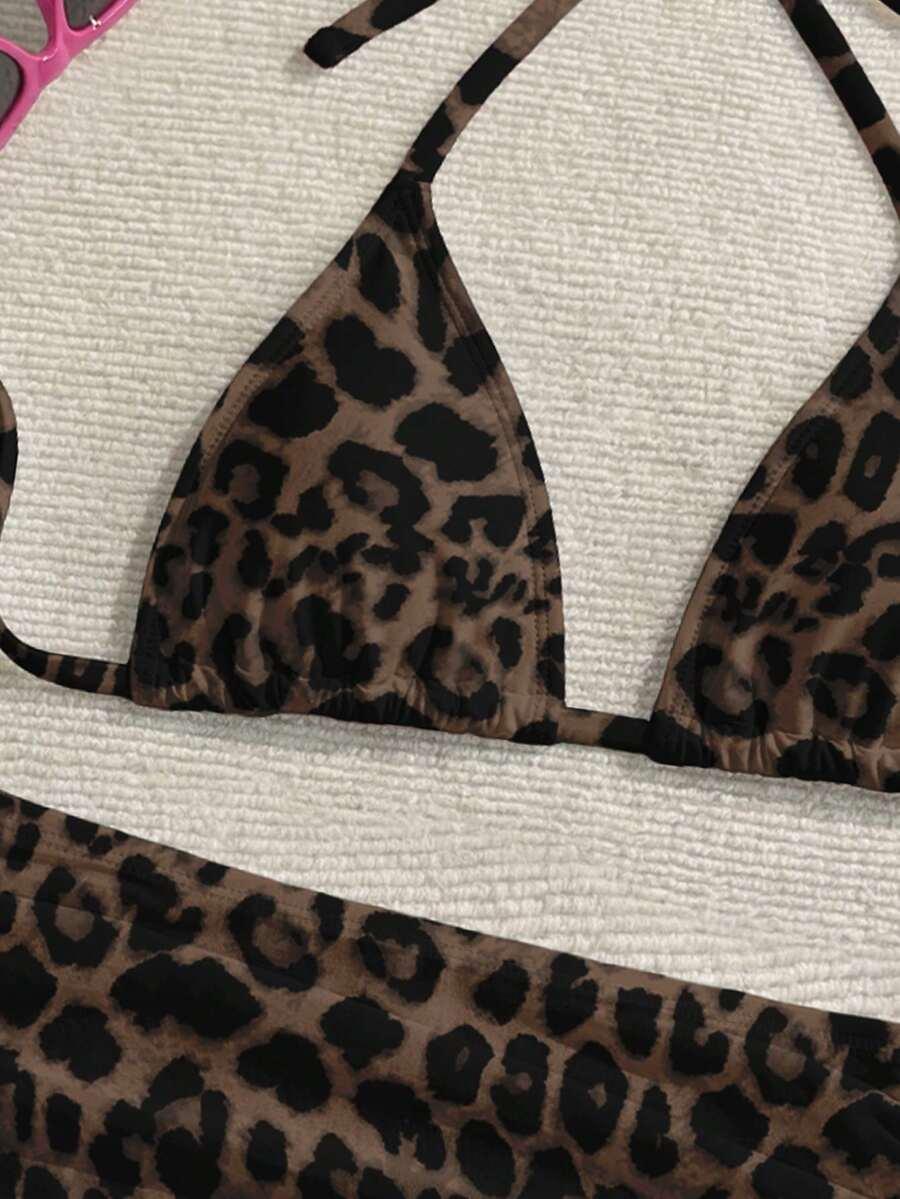 DWUCZĘŚCIOWY STRÓJ KĄPIELOWY NARZUTKA NA BIODRA ANIMAL PRINT