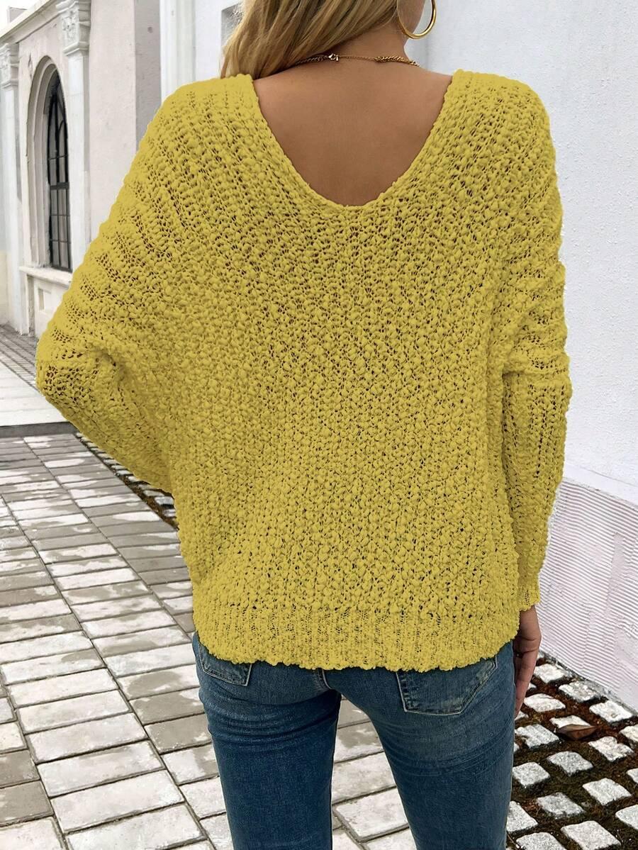 DZIANINOWY SWETER V-NECK