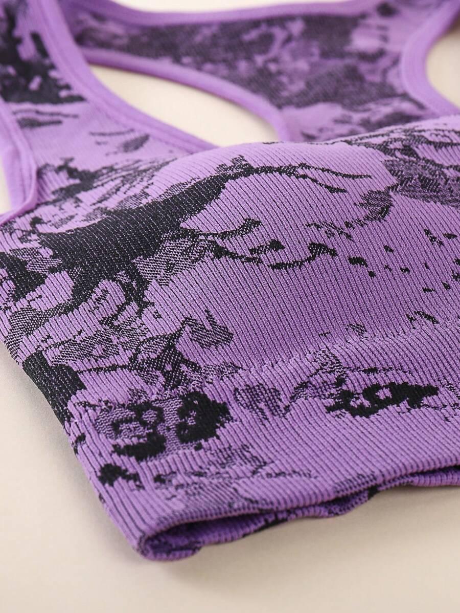 FIOLETOWY BIUSTONOSZ SPORTOWY TIE-DYE