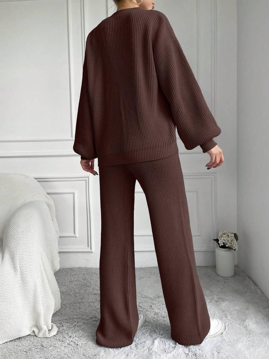 SWETER SPODNIE DZIANINOWY KOMPLET
